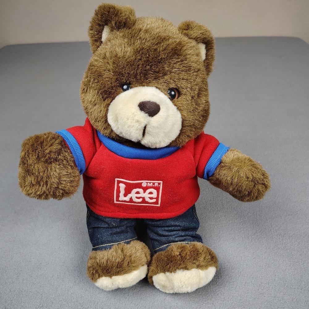 Vintage MR LEE Teddy Bear Brown Branded Lee Denim Jeans + Shirt 1990 12" Tall